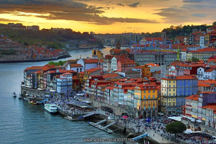 : The City of Porto and the River Douro at sunset : The City of Porto and the River Douro at sunset