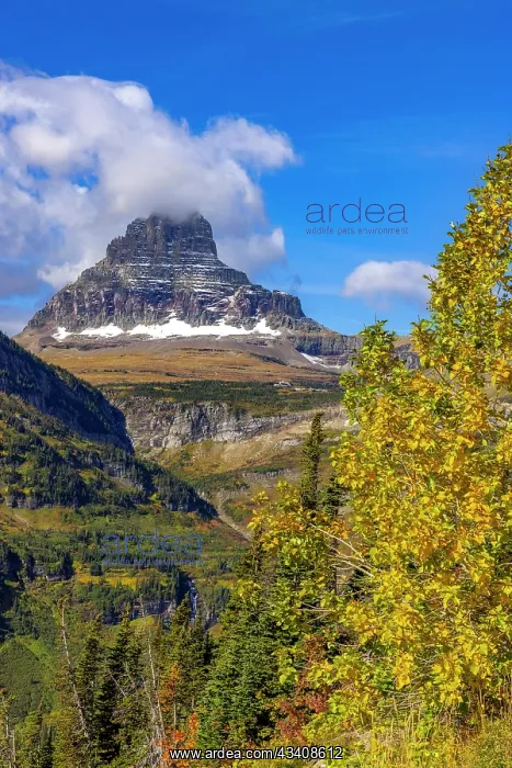 : Clements Mountain and Reynolds Creek Falls in autumn : Clements Mountain and Reynolds Creek Falls in autumn