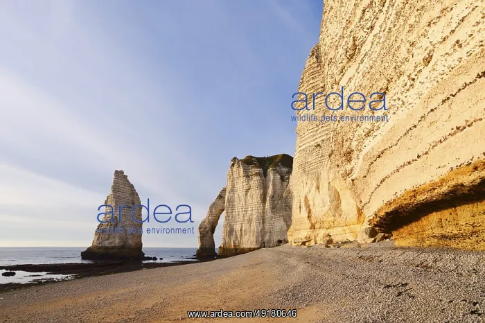 : Cliffs with the Falaise d'Aval rock gate and the Aiguille d'Etretat rock needle : Cliffs with the Falaise d'Aval rock gate and the Aiguille d'Etretat rock needle
