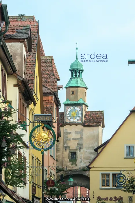 : Clock tower on Roder Gate, Rothenburg, Germany : Clock tower on Roder Gate, Rothenburg, Germany