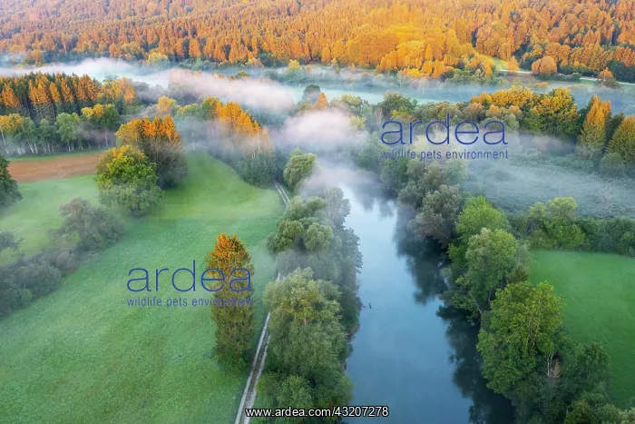 : Clouds of fog over the Loisach River near Eurasburg : Clouds of fog over the Loisach River near Eurasburg