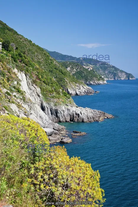 : Coastline of the Cinque Terre as seen from : Coastline of the Cinque Terre as seen from
