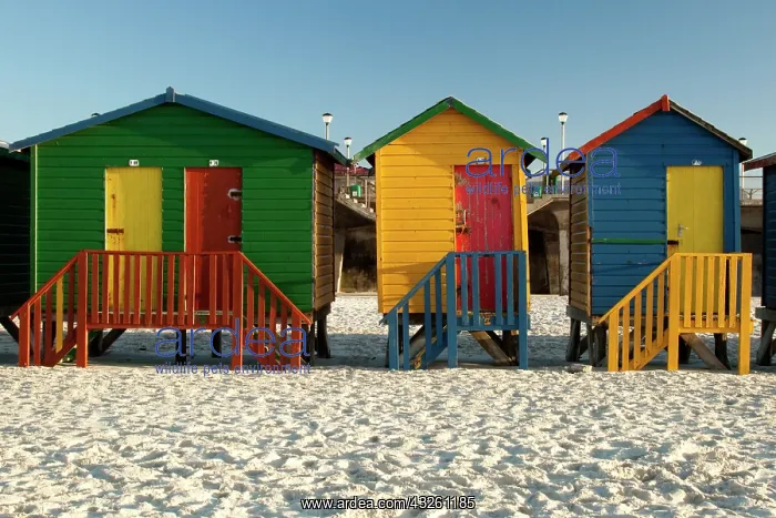: Colorful beach houses, Sunrise Beach, South : Colorful beach houses, Sunrise Beach, South