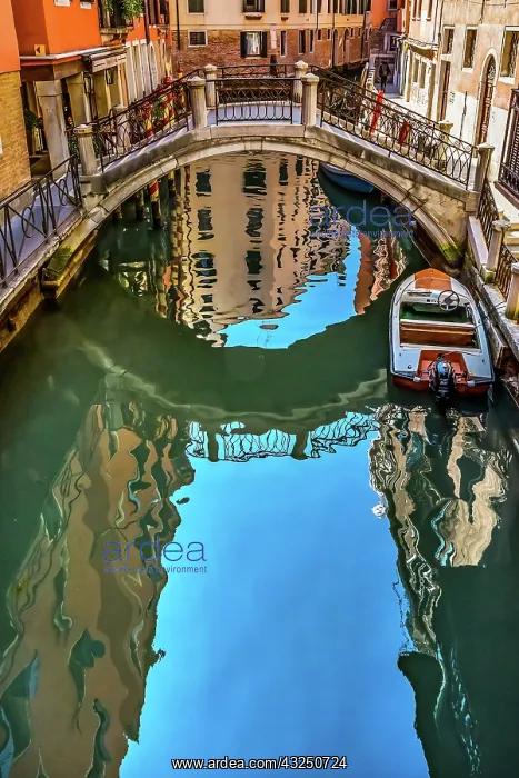 : Colorful small canal and bridge creates beautiful : Colorful small canal and bridge creates beautiful
