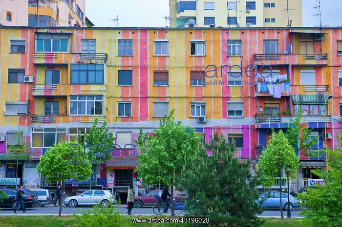 : Colourful buildings in the center of Tirana, Albania : Colourful buildings in the center of Tirana, Albania