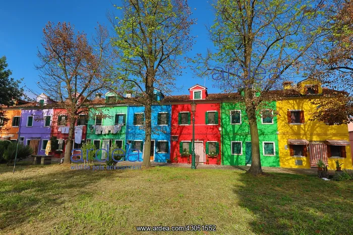 : Colourful houses on the island of Burano, Venetian : Colourful houses on the island of Burano, Venetian
