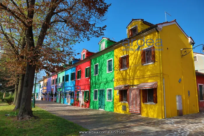: Colourful houses on the island of Burano, Venetian : Colourful houses on the island of Burano, Venetian