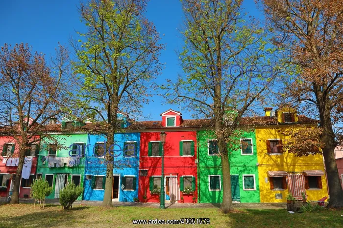 : Colourful houses on the island of Burano, Venetian : Colourful houses on the island of Burano, Venetian