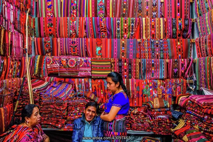 : Colourful textile stall, most important market in : Colourful textile stall, most important market in