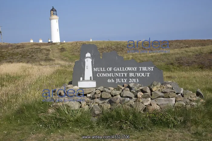 : Community buyout sign, Mull of Galloway lighthouse : Community buyout sign, Mull of Galloway lighthouse