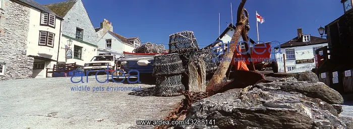 : CORNWALL - 15th Century Quay at Port Isaac with : CORNWALL - 15th Century Quay at Port Isaac with