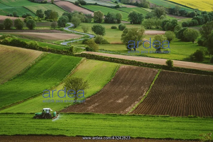 : Countryside, tractor, spraying fertiliser, fields : Countryside, tractor, spraying fertiliser, fields