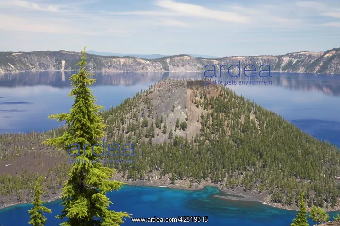  : Crater Lake showing Wizard Island (volcanic cone)Lake