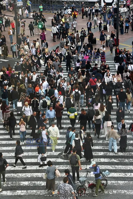 : Crowds crossing Shibuya Scramble crossing, Shibuya, Tokyo, J : Crowds crossing Shibuya Scramble crossing, Shibuya, Tokyo, J