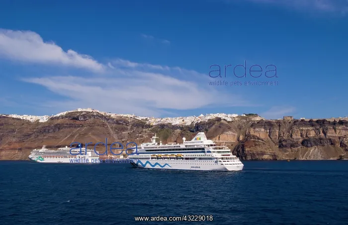 : Cruise ships on the Aegean Sea cruising : Cruise ships on the Aegean Sea cruising