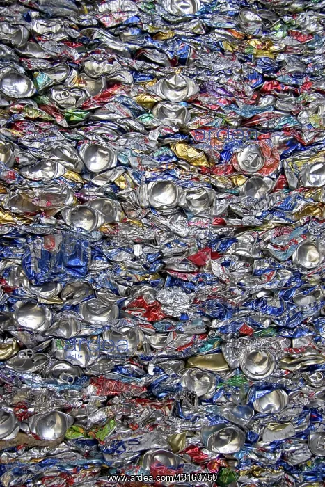 : Crushed aluminum cans : Crushed aluminum cans