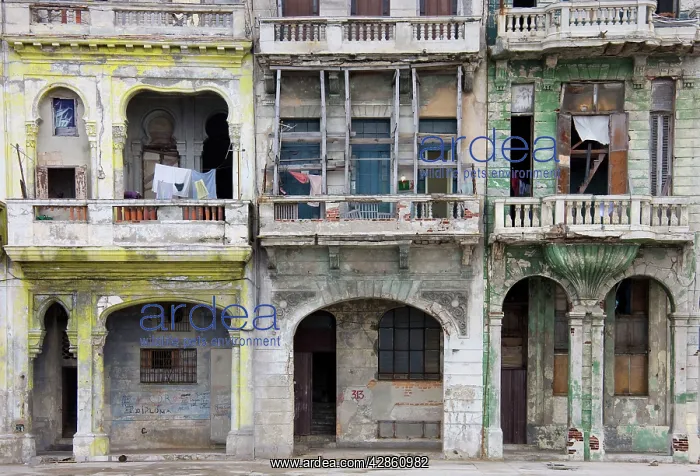 : Cuba - Many buildings and their facades at the : Cuba - Many buildings and their facades at the
