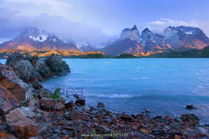 : Cuernos del Paine - mountain scenery encompassing : Cuernos del Paine - mountain scenery encompassing