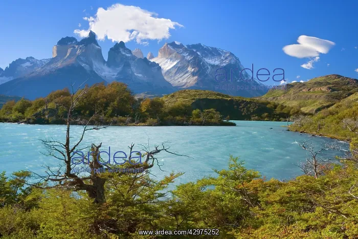 : Cuernos del Paine - mountain scenery encompassing : Cuernos del Paine - mountain scenery encompassing