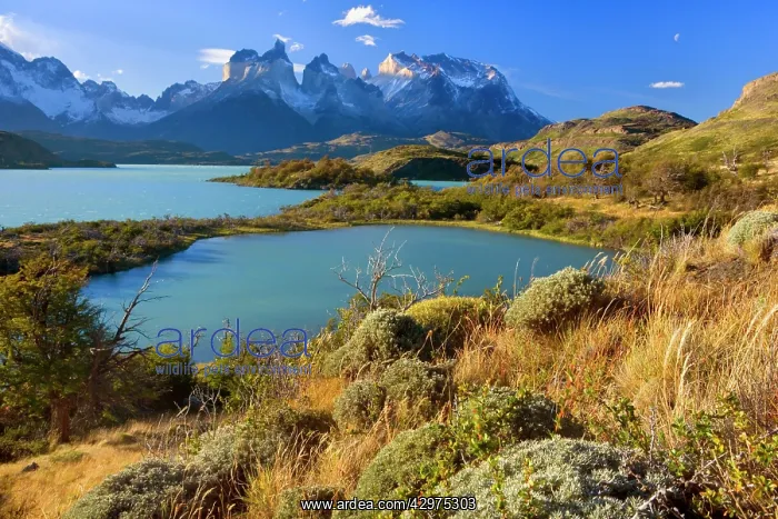 : Cuernos del Paine - mountain scenery encompassing : Cuernos del Paine - mountain scenery encompassing