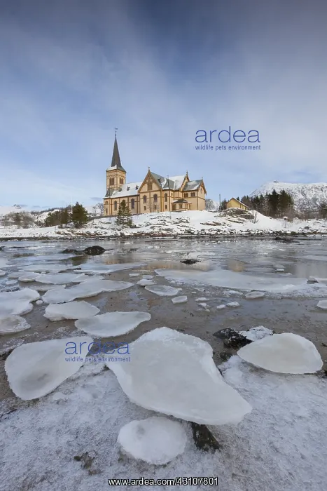 : Curch of Kabelvag in winter - Lofoten - Norway : Curch of Kabelvag in winter - Lofoten - Norway