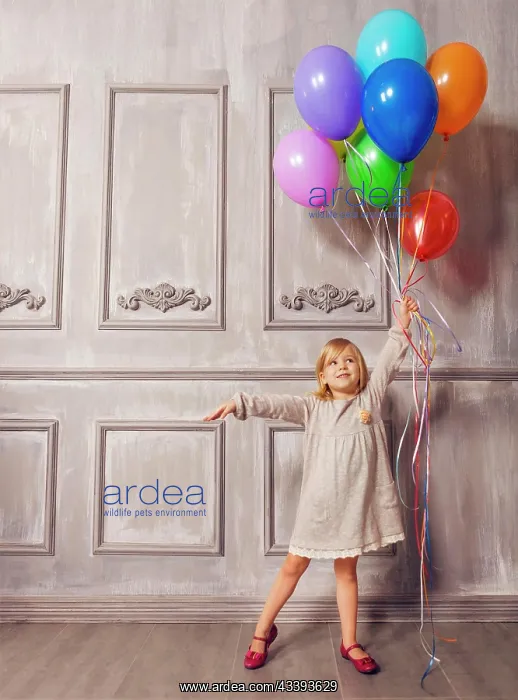 : Cute little girl in retro style holding balloons : Cute little girl in retro style holding balloons