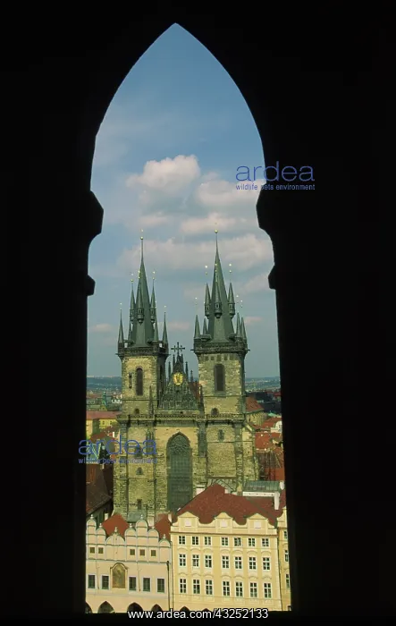 : Czech Republic, Prague, View of Tyn Church : Czech Republic, Prague, View of Tyn Church