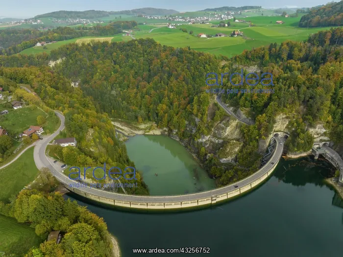 : Dam on Lac de GruyA re, Lake GruyA re, reservoir : Dam on Lac de GruyA re, Lake GruyA re, reservoir