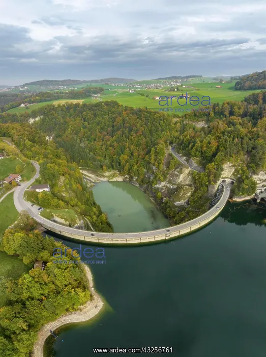 : Dam on Lac de GruyA re, Lake GruyA re, reservoir : Dam on Lac de GruyA re, Lake GruyA re, reservoir