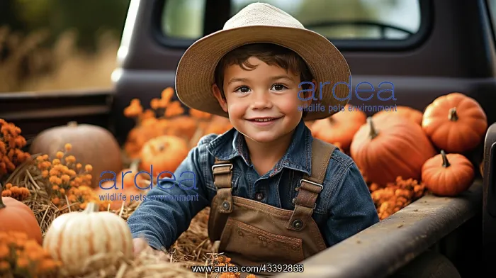: Delighted smiling young boy wearing overalls and : Delighted smiling young boy wearing overalls and