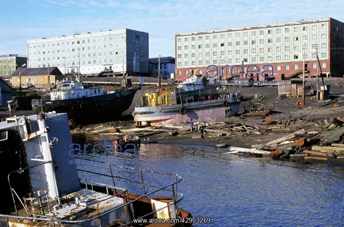 : Desolation at sea-port Dikson, Arctic Russia : Desolation at sea-port Dikson, Arctic Russia