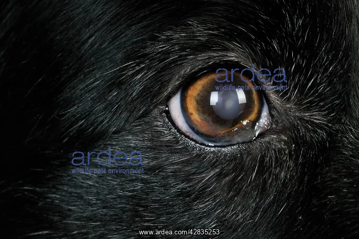 : Dog. Older dog looking into lens with cloudy eyes : Dog. Older dog looking into lens with cloudy eyes