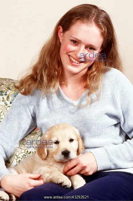 : DOG - PUPPY - GIRL CUDDLING : DOG - PUPPY - GIRL CUDDLING