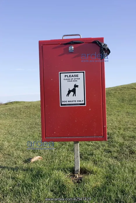 : Dog waste bin on Cleeve Common, UK : Dog waste bin on Cleeve Common, UK