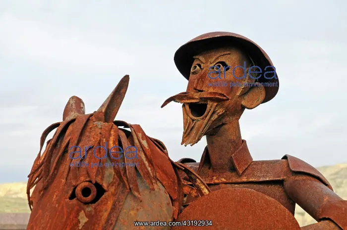 : Don Quixote, metal sculpture, rust, Gata de Gorgos : Don Quixote, metal sculpture, rust, Gata de Gorgos