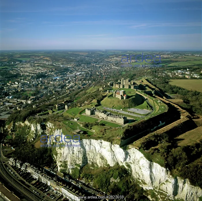 : Dover Castle over the white cliff of Dover, Kent : Dover Castle over the white cliff of Dover, Kent