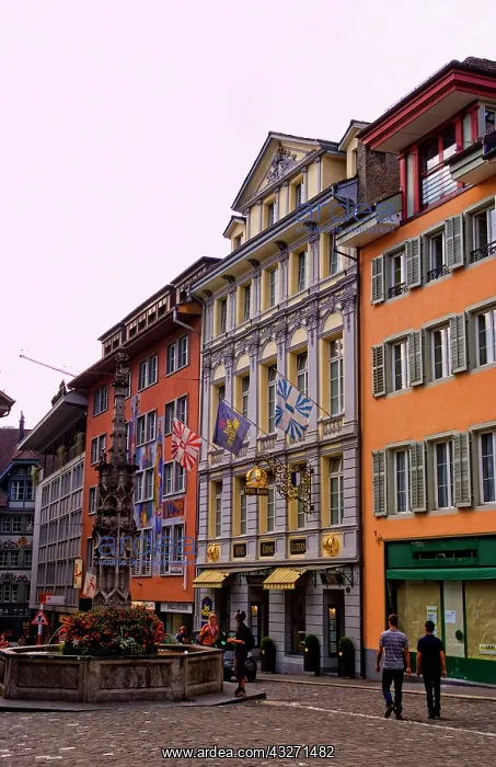 : Downtown city scene of Lucerne Switzerland : Downtown city scene of Lucerne Switzerland