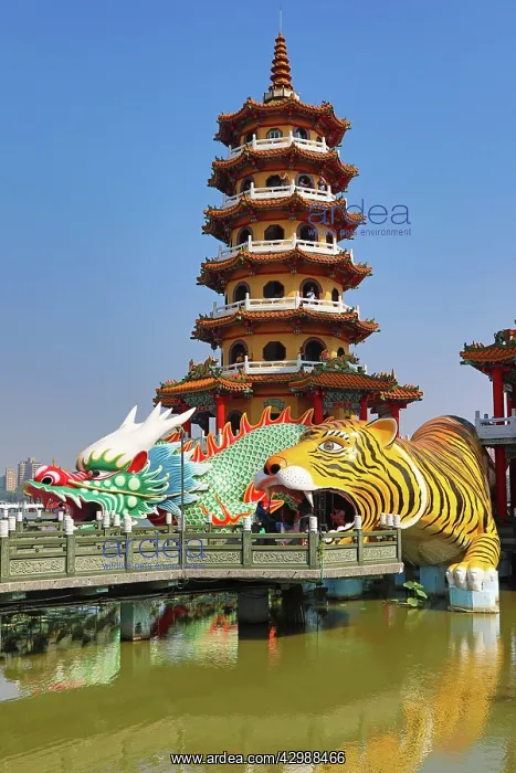 : Dragon and Tiger Pagodas temple at the Lotus : Dragon and Tiger Pagodas temple at the Lotus