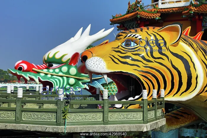 : Dragon and Tiger Pagodas temple at the Lotus : Dragon and Tiger Pagodas temple at the Lotus