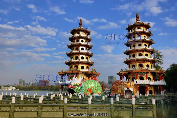 : Dragon and Tiger Pagodas Temple at Lotus Pond in Kaohsiung : Dragon and Tiger Pagodas Temple at Lotus Pond in Kaohsiung