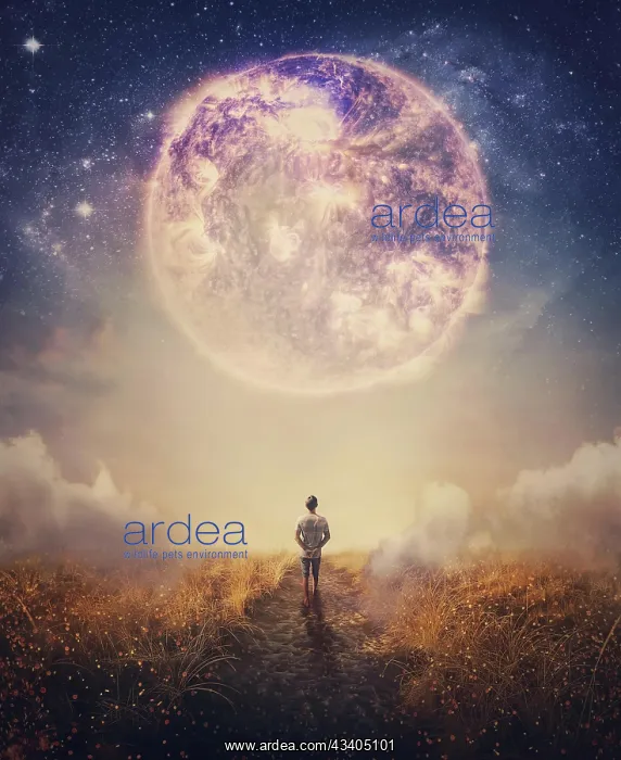 : Dreamy scene with a person walking a pathway with : Dreamy scene with a person walking a pathway with