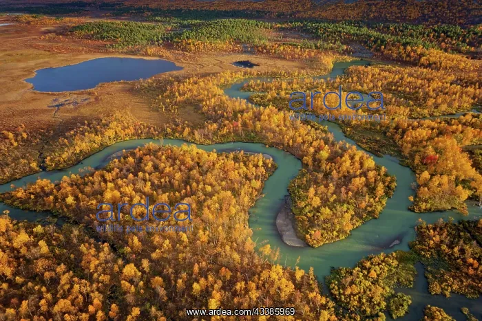 : Drone image, view of the valley Ladtjovagge and : Drone image, view of the valley Ladtjovagge and