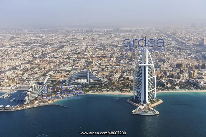 : Dubai Burj Al Arab luxury hotel aerial view aerial view by : Dubai Burj Al Arab luxury hotel aerial view aerial view by