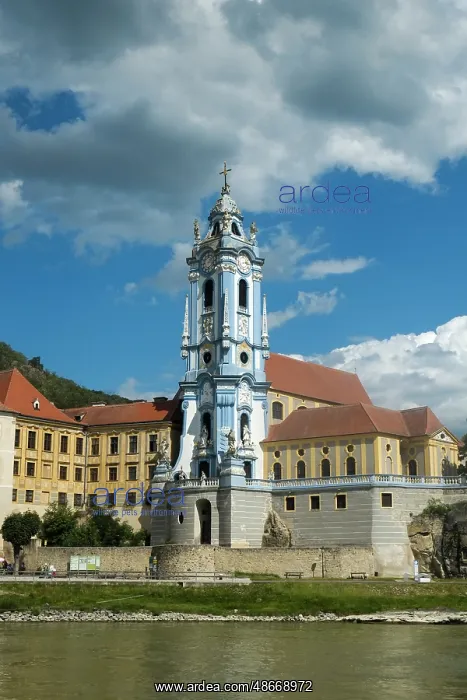  : Durnstein, Austria. Beautiful blue church along the Danube
