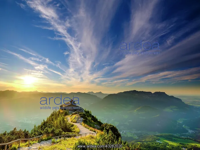 : Eagles Nest at dusk with cirrus clouds, behind : Eagles Nest at dusk with cirrus clouds, behind