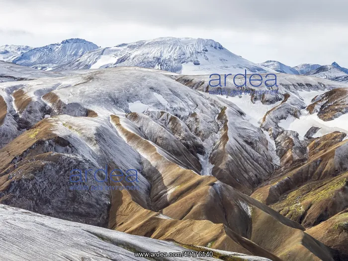 : Early snow on the colorful rhyolite mountains : Early snow on the colorful rhyolite mountains