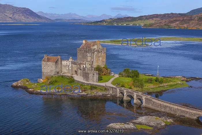 : Eilean Donan Castle - view from above onto famous : Eilean Donan Castle - view from above onto famous