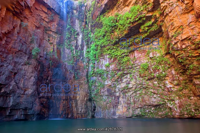 : Emma Gorge Waterfall - water plunges down a steep : Emma Gorge Waterfall - water plunges down a steep