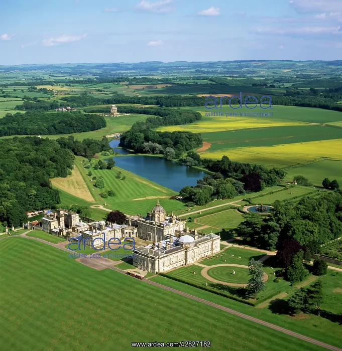 : England - Aerial view, Castle Howard, Yorkshire : England - Aerial view, Castle Howard, Yorkshire