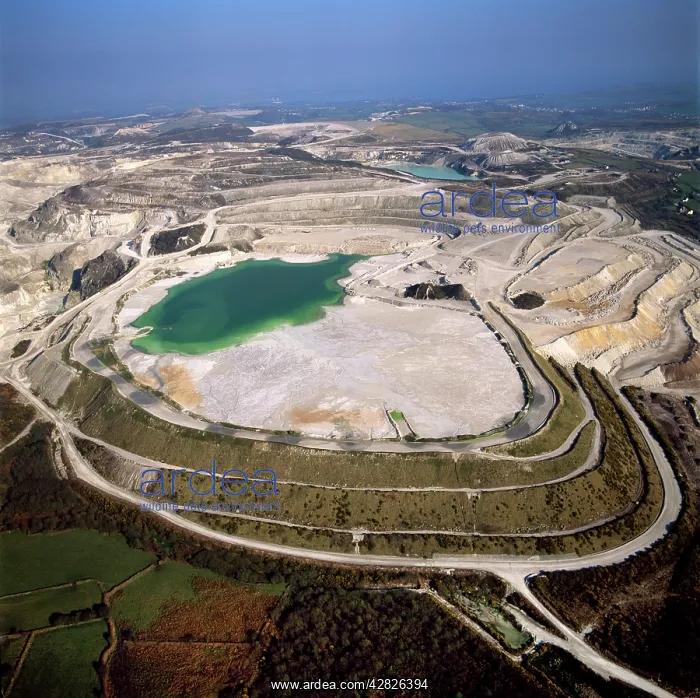 : England - Aerial view, China Clay Quarries, St : England - Aerial view, China Clay Quarries, St